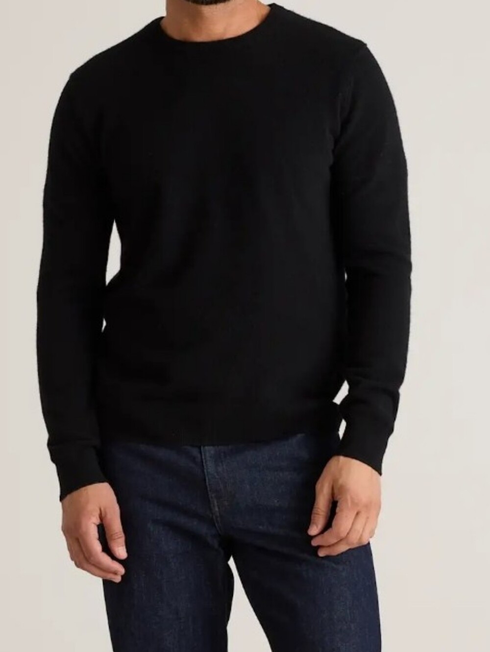 Quince Men's 100% Cashmere Black Crew Neck Sweater